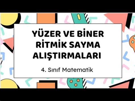 Y Zer Ve B Ner R Tm K Sayma Ali Tirmalari S N F Matematik Youtube