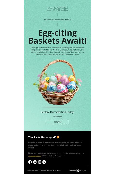 Easter Baskets Email Template Unlayer