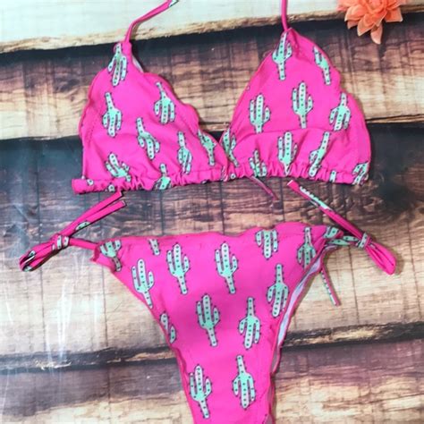 Swim Hot Pink Cactus Swim Suit Bikini Poshmark