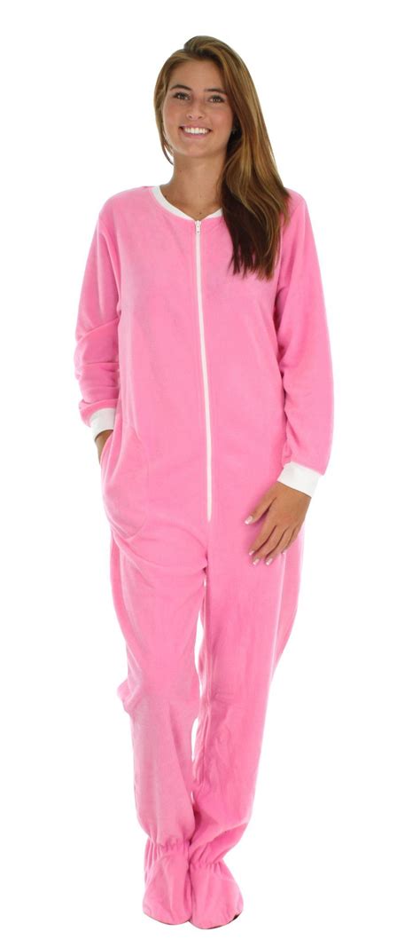 Sleepytimepjs Women’s Fleece Footed Solid Color Onesie Pajamas Jumpsuit Pajama Sets