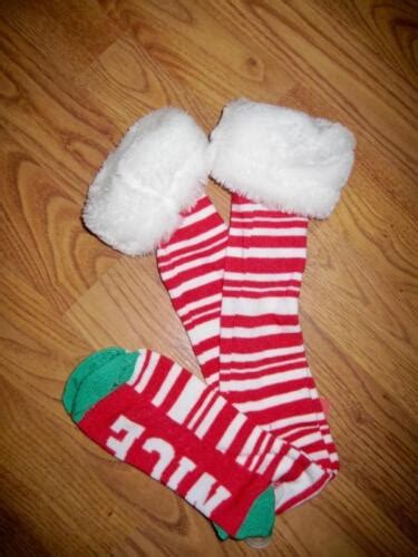 Womens Knee High Candy Cane Stripe Socks~red~white~faux Fur~naughty