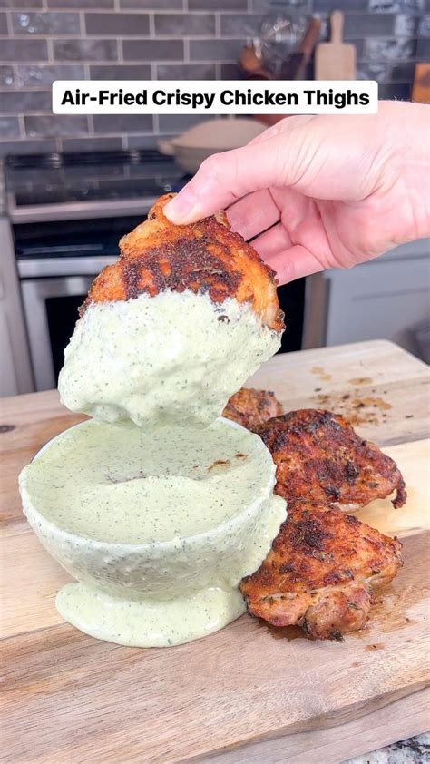 Air Fryer Series Day 3 10 Crispy Chicken Thighs With A Cilantro Lime Sauce 🍗 These Come Out