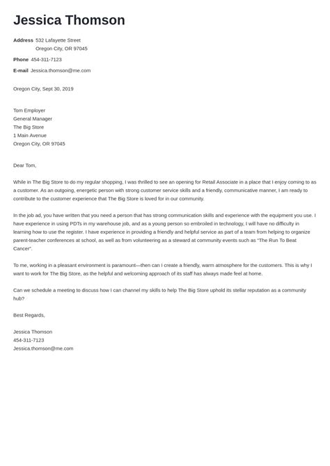 Retail Cover Letter Examples And Templates For 2025