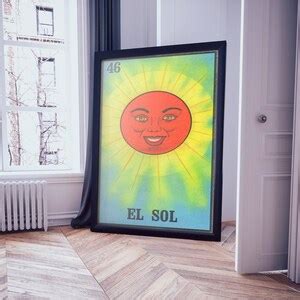 El Sol Loteria Poster The Sun Mexican Card Game Printable Etsy