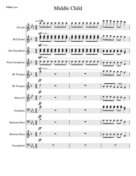 Middle Child Sheet music for Trumpet (In B Flat), Trombone, Clarinet ...