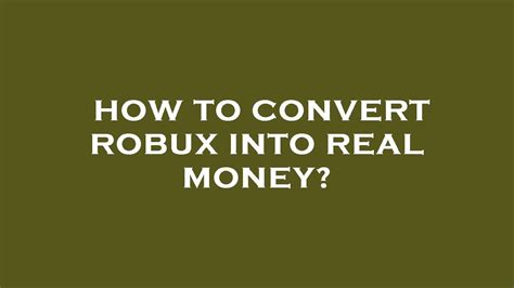 How To Convert Robux Into Real Money Youtube