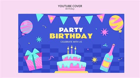 Free Psd Flat Design Birthday Celebration Youtube Cover