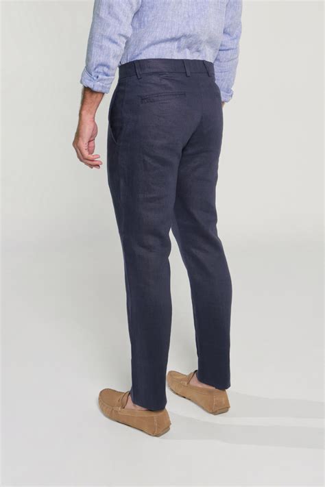 Pantalón Slim Lino Azul Navy Rafael Cure