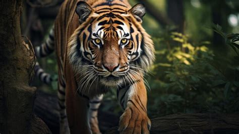 Premium Ai Image There Is A Tiger Walking Through The Woods With A