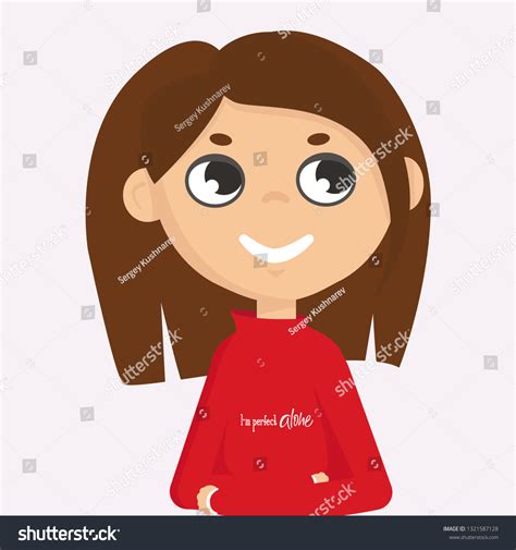 Little Girl Red Sweater Flat Cartoon Stock Vector (Royalty Free ...