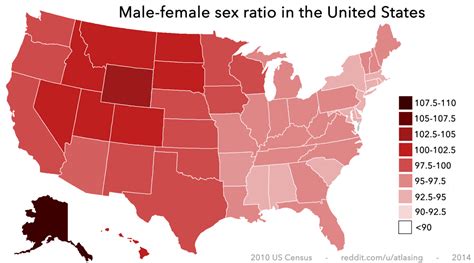 Male Female Sex Ratios Across The United States Maps On The Web