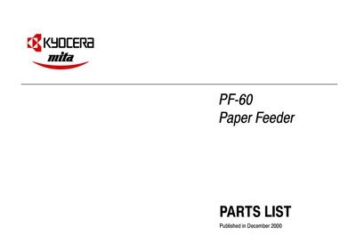 Kyocera Paper Feeder Pf Parts Manual Service Manual Repair Schematics