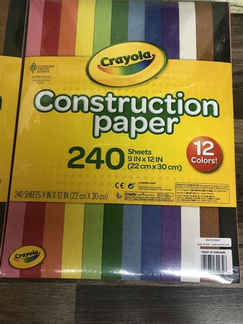 2 Pack Crayola Construction Paper 12 Colors 240 Sheets Each 9 X 12 New Ebay