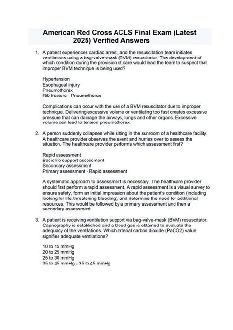 american red cross acls final exam 7