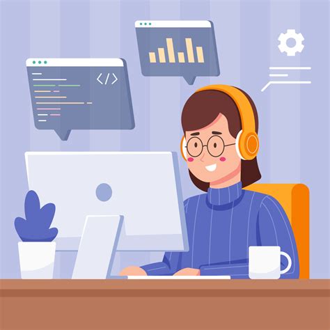 Female Programmer Doing Software Coding 3815991 Vector Art at Vecteezy