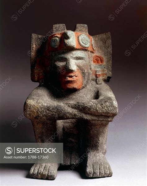 Statue of god of fire Xiuhtecuhtli, from Templo Mayor at Tenochtitlan ...