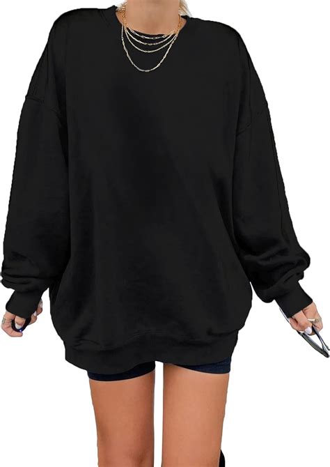 Dokotoo Womens Vintage Basic Oversized Crewneck Long Tunic Sweatshirts Pullover Tops At Amazon