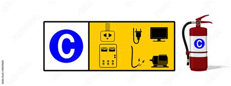 Set of Class C fire icon. Class C fire is fire uses electrical ...