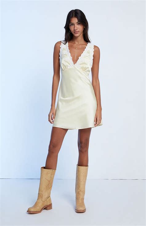 Lace Trim Satin Mini Dress Pacsun