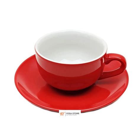 Jual Cangkir Keramik Coffee Latte Kopi Teh Motif Kpc Cafe Merah 2 Pcs