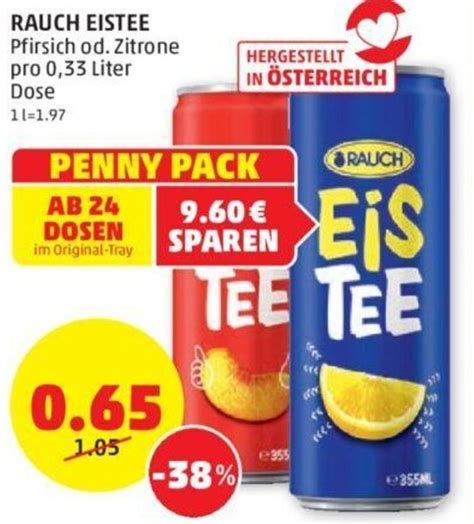 RAUCH EISTEE Pfirsich Od Zitrone Pro 0 33 Liter Dose Angebot Bei PENNY