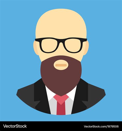 Bald Man With Beard And Glasses Icon Royalty Free Vector