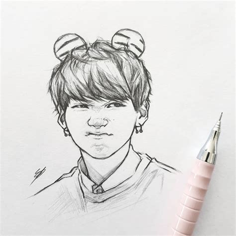 Suga Bts Drawing Easy Bts Drawings Kpop Drawings Easy Drawings The