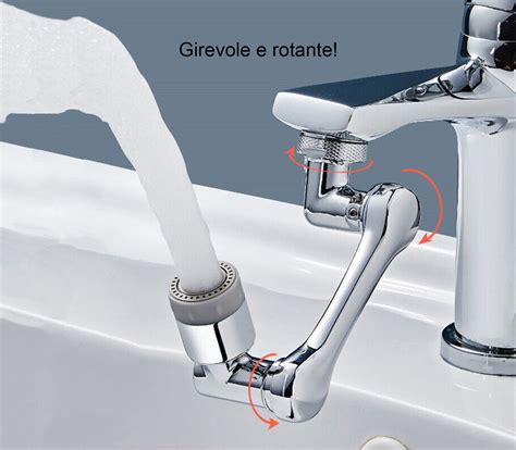 Rubinetto Girevole Aeratore Prolunga Cucina Bagno Rotazione 1080 Gradi