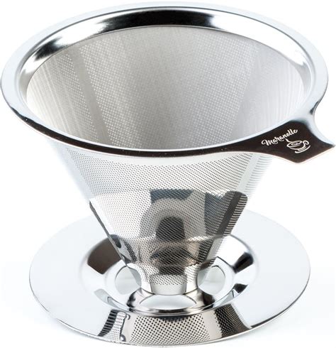 Maranello Caffé Pour Over Coffee Dripper Stainless Steel Reusable Drip Cone Coffee