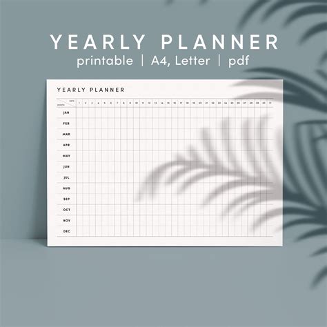 Yearly Planner Printable Printable Yearly Planner Yearly - Etsy