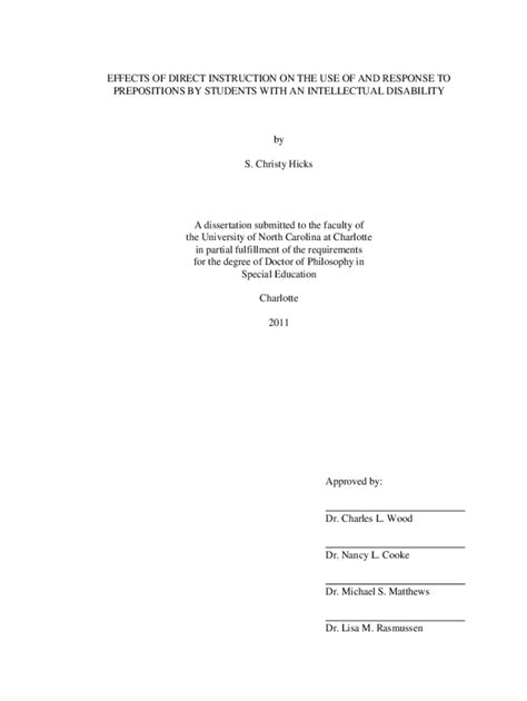 Fillable Online Libres Uncg Effects Of Direct Instruction On The