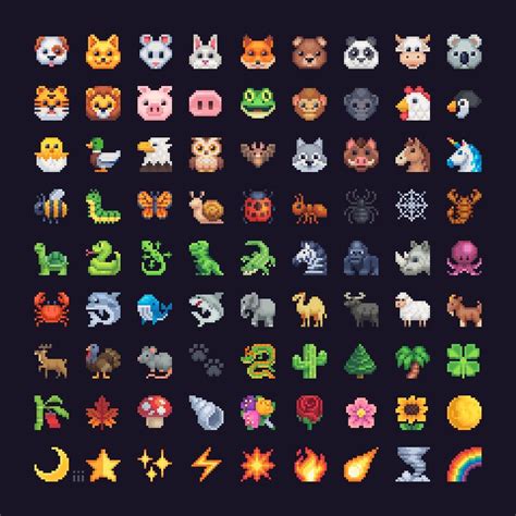 Animals And Nature 16px Pixel Art Icons 8 битное искусство