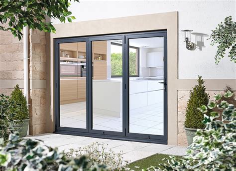 Aluvu External Folding Sliding Pre Finished Grey Doorset Prehung Doors