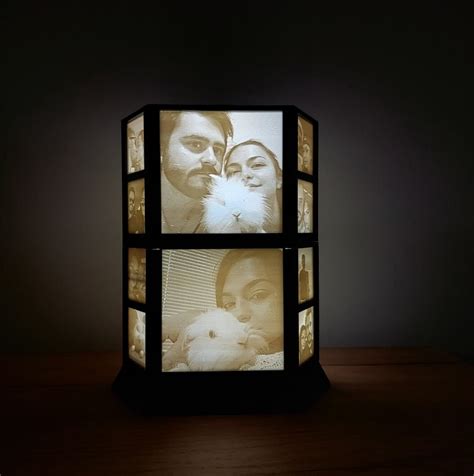 Stl File Hexagonal Rotating Lithophane Lamp D Printable Model To