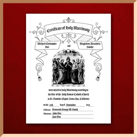 Customized Certificate for Holy Matrimony - Black & White -Individual ...