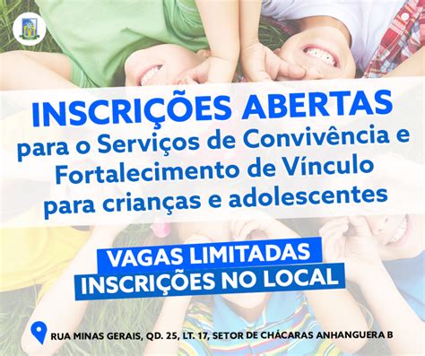 Abertas Inscrições Para O Serviço De Convivência E Fortalecimento De Vínculo Para Crianças E