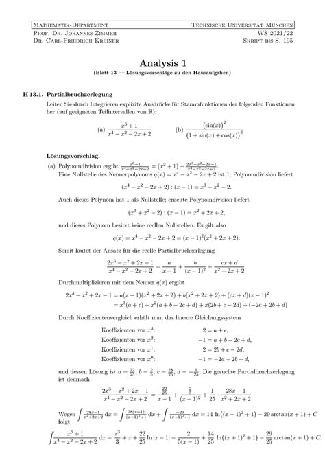 Haus L Sungen Zu Den Hausaufgaben Von Blatt Mathematik