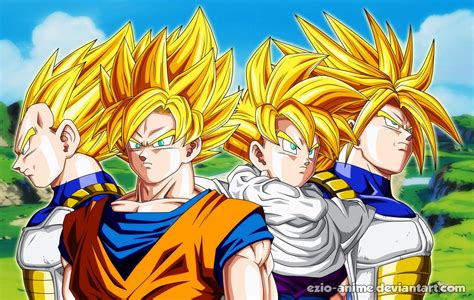 Goku And Gohan Vs Vegeta And Trunks