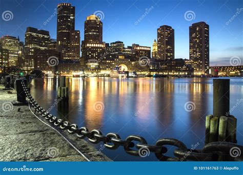 Boston, Skyline of Boston at Sunset Stock Image - Image of cityscape ...