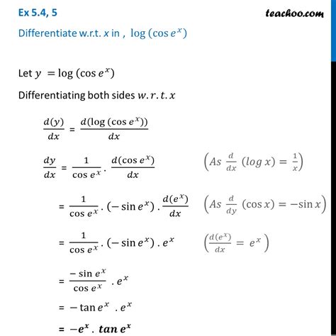 Ex 5 4 5 Differentiate Log Cos E X Teachoo Ex 5 4