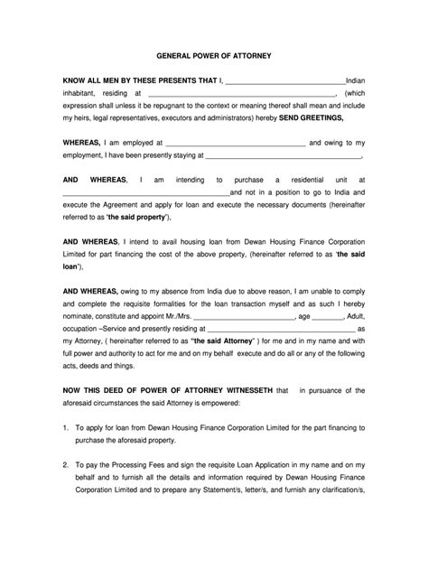 Power Of Attorney Format Fill And Sign Printable Template