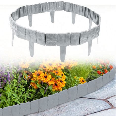 TolleTour Bordures De Jardin Imitation Pierre Gris Par 40