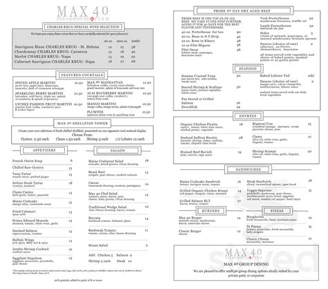 MIX PRIME STEAKHOUSE menu in Danbury, Connecticut, USA