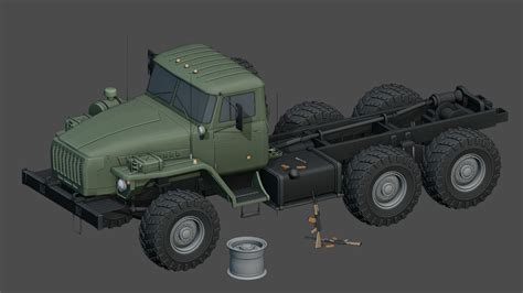 Russian Truck Ural Mod A Military Pack D Model Blend Fbx