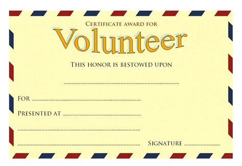 Volunteer Certificate Template – Cardtemplate.my.id