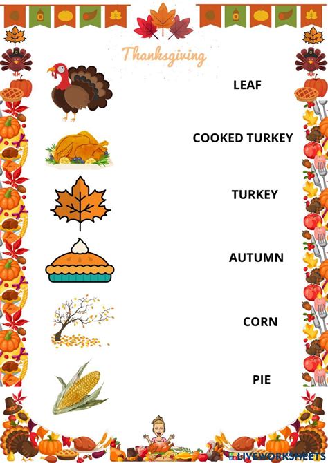 Thanksgiving Day Vocabulary Interactive Worksheet Live Worksheets