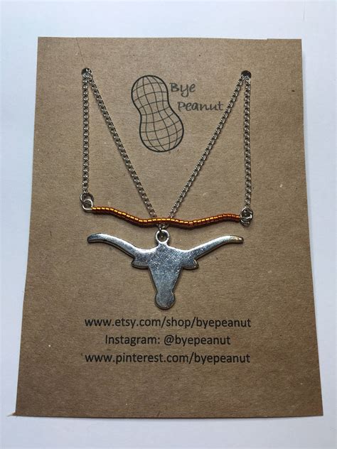 University Of Texas Jewelry Longhorns Necklace College Etsy Bead