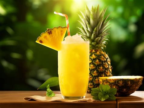 Premium Photo A Glass Of Pineapple Juice With Fresh Background