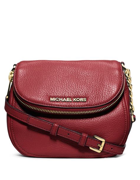 Michael Michael Kors Bedford Leather Flap Crossbody Bag In Red Claret Lyst