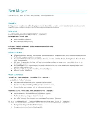 Ben Meyer Resume Pdf